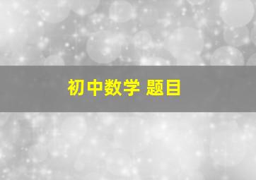 初中数学 题目